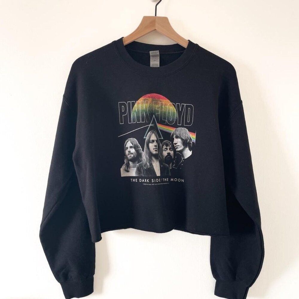 Pink Floyd The Dark Side of the Moon Black Cropped Sweatshirt